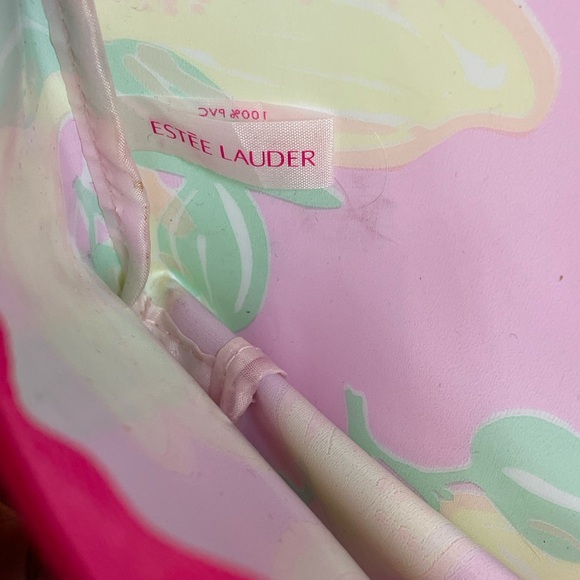 Lilly Pulitzer by Estee Lauder Pink and Lemons Zip Cosmetic Bag Gold Trim - Picture 5 of 11